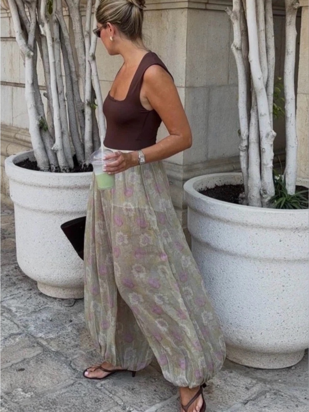 ZARA NEW WOMAN MID RISE SEMI-SHEER ZW COLL FLORAL BALLOON
PANTS 3285/007/024
